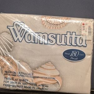 NEW Vintage Seashells Beach Twin Flat Sheet